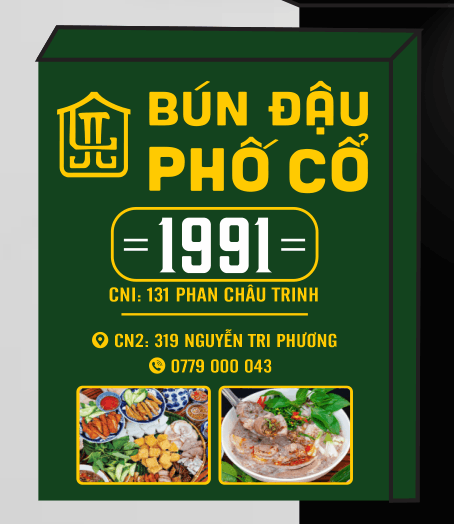 Biển bảng QC bún đậu phố cổ 1991 file cdr