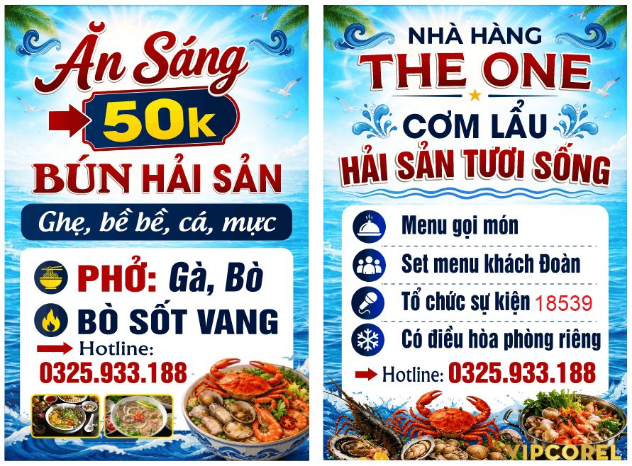 Biển vẫy ăn sáng nhà hàng The One hải sản