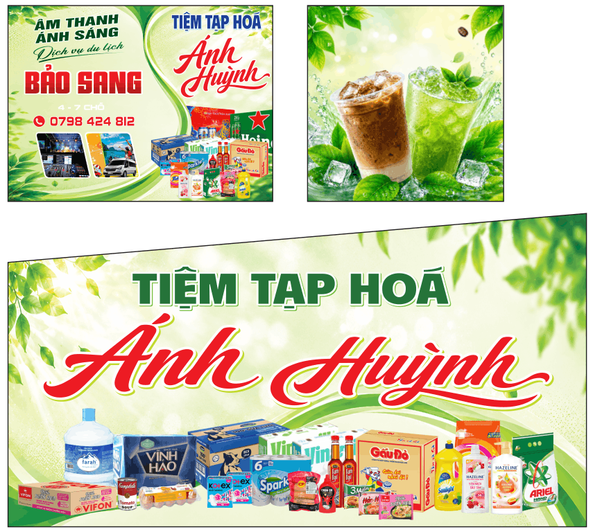 Bảng biển cửa hàng tiệm tạp hóa Ánh Huỳnh