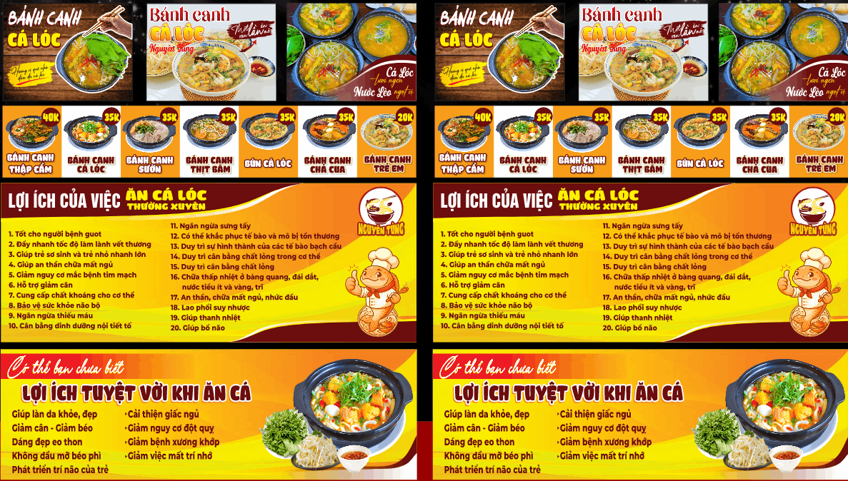Menu quán bánh canh cá lóc Nguyên Tùng file cdr x7