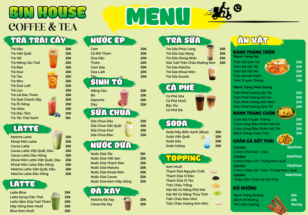 Menu đồ ăn vặt của quán Ăn Vặt Nhà Nhi