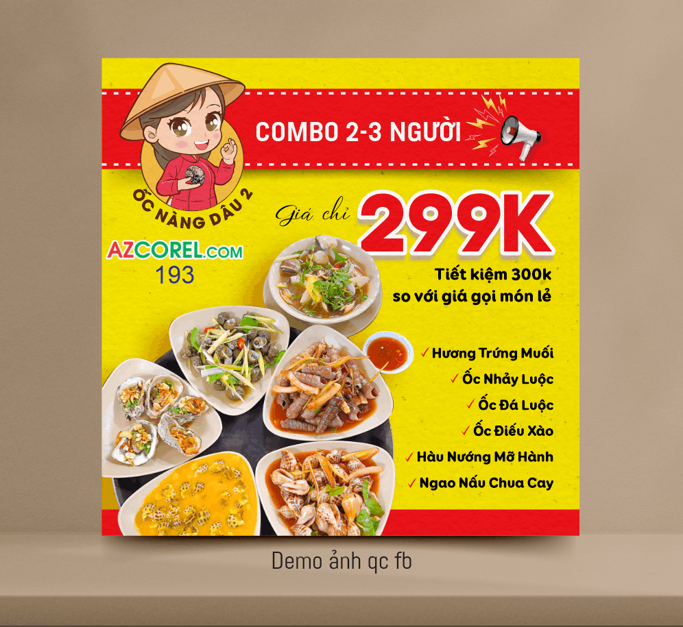 Biển quảng cáo facebook Ốc Nàng Dâu 2 file cdr