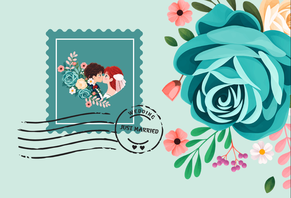 Thiệp mời đám cưới tone xanh ngọc file corel