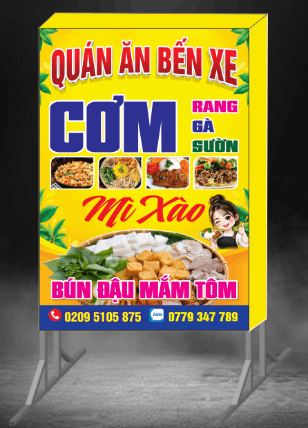 Biển vẫy quảng cáo Quán ăn bến xe file cdr