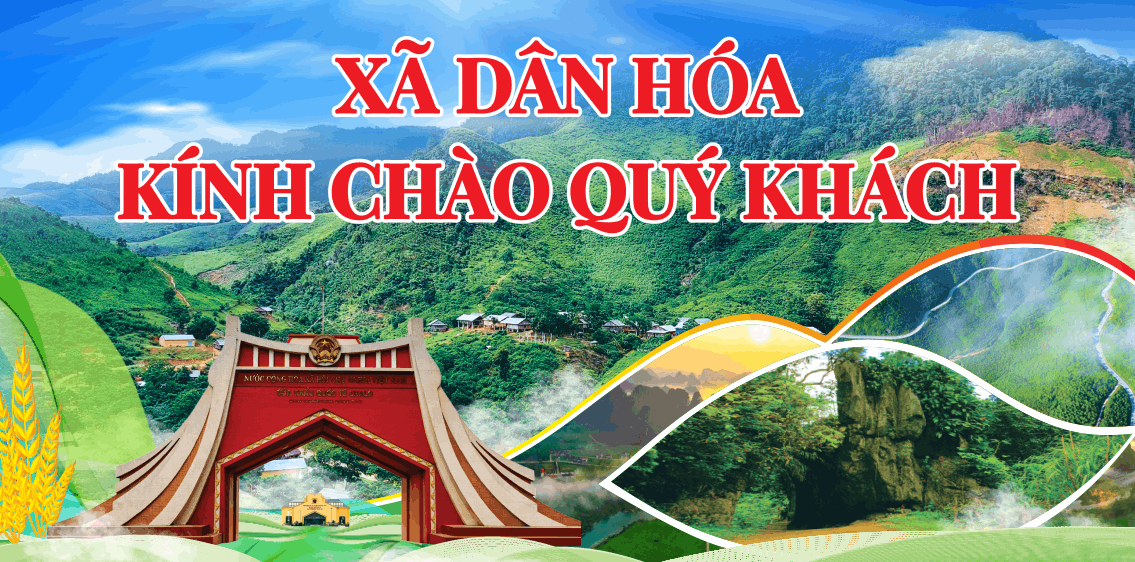 Pano cổng chào xã Dân Hóa Kính chào quý khách
