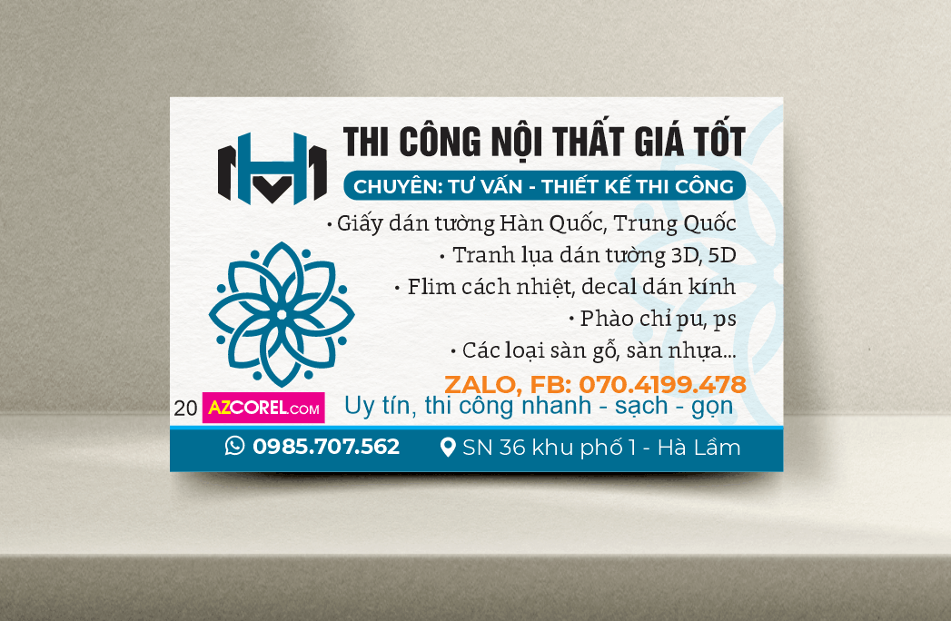 Mẫu thiết kế CARD VISIT Thi công nội thất