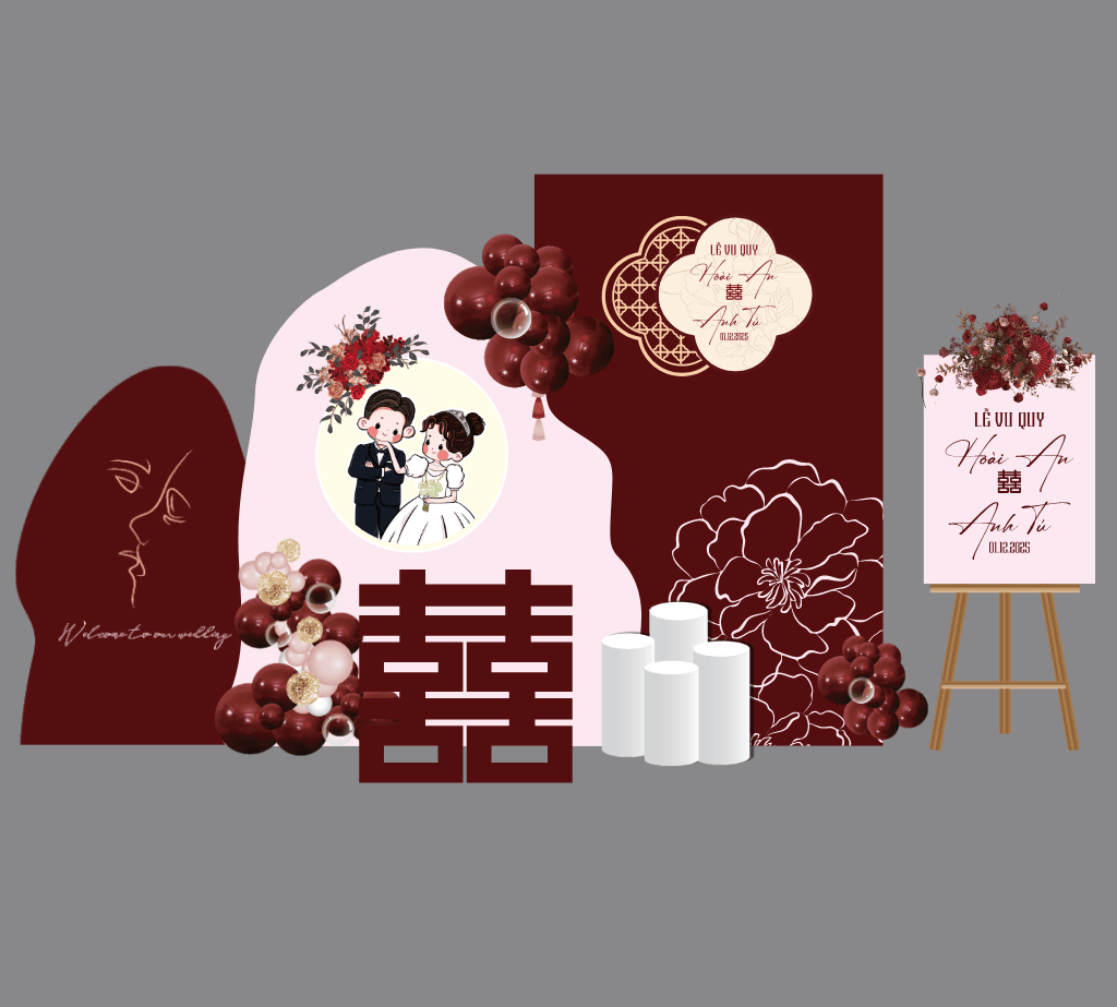 Backdrop trang trí Gia Tiên Lễ Vu Quy #6
