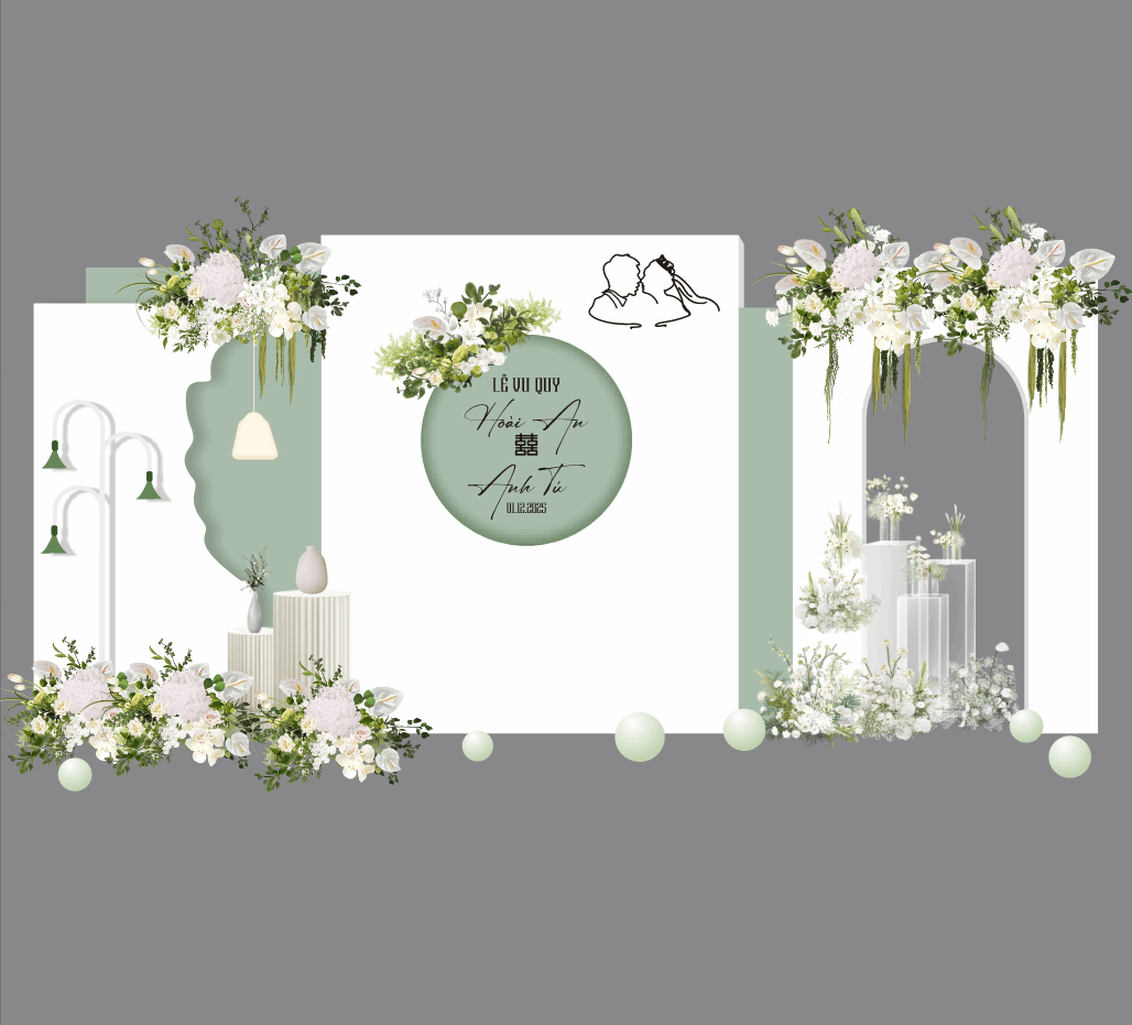 Backdrop trang trí Gia Tiên Lễ Vu Quy #16