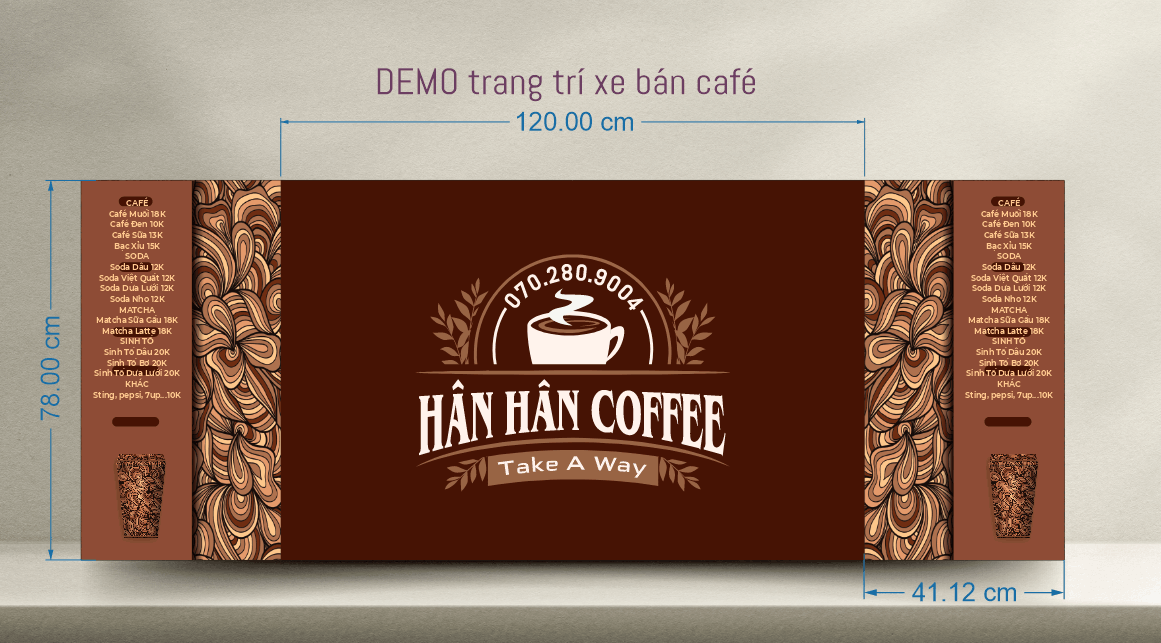 Mẫu thiết kế in decal trang trí xe bán cafe đẹp
