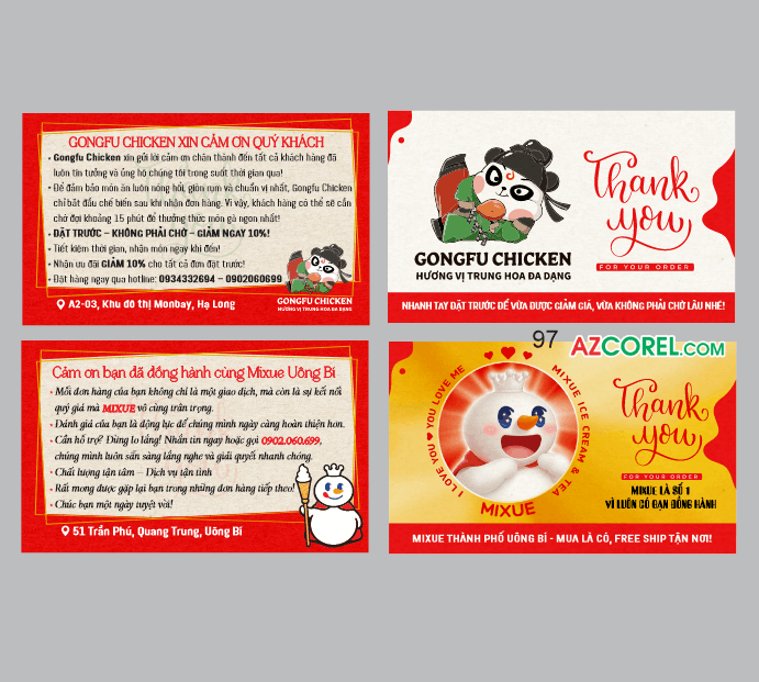 Thiệp cảm ơn GongFu Chiken Thank you file cdr