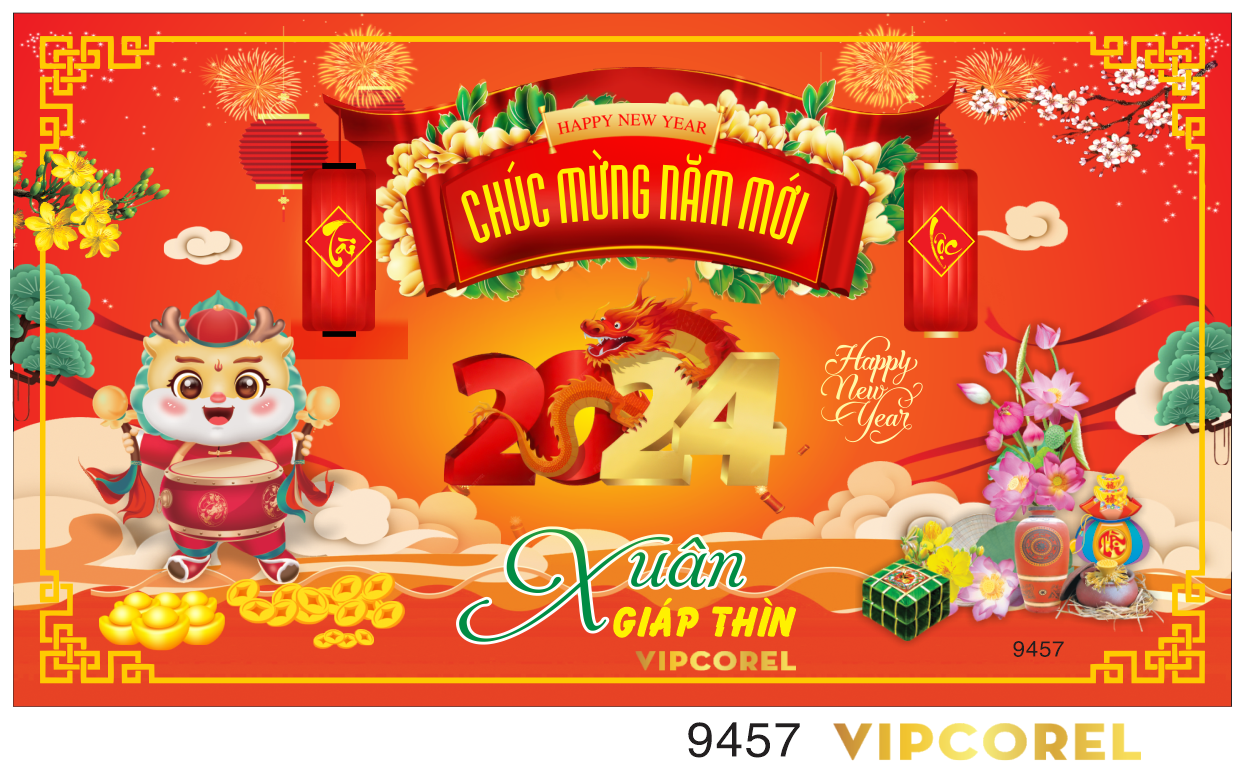 Backdrop chúc mừng năm mới 2024 vector #100