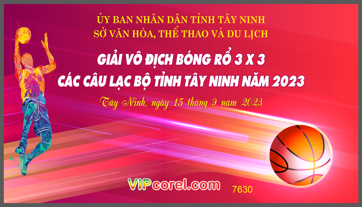 Backdrop giải vô địch bóng rổ 3x3 các CLB tỉnh Tây Ninh