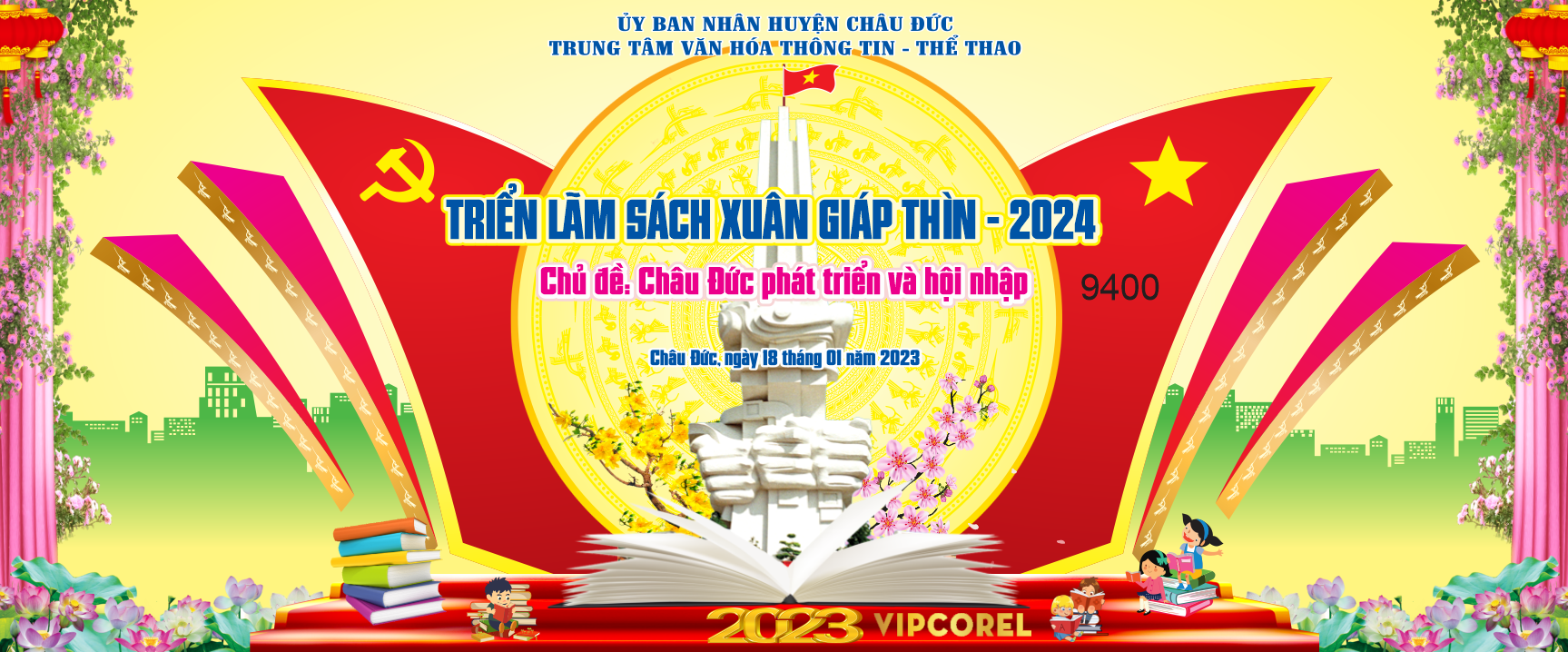 Backdrop Triển Lãm sách xuân Giáp Thìn 2024