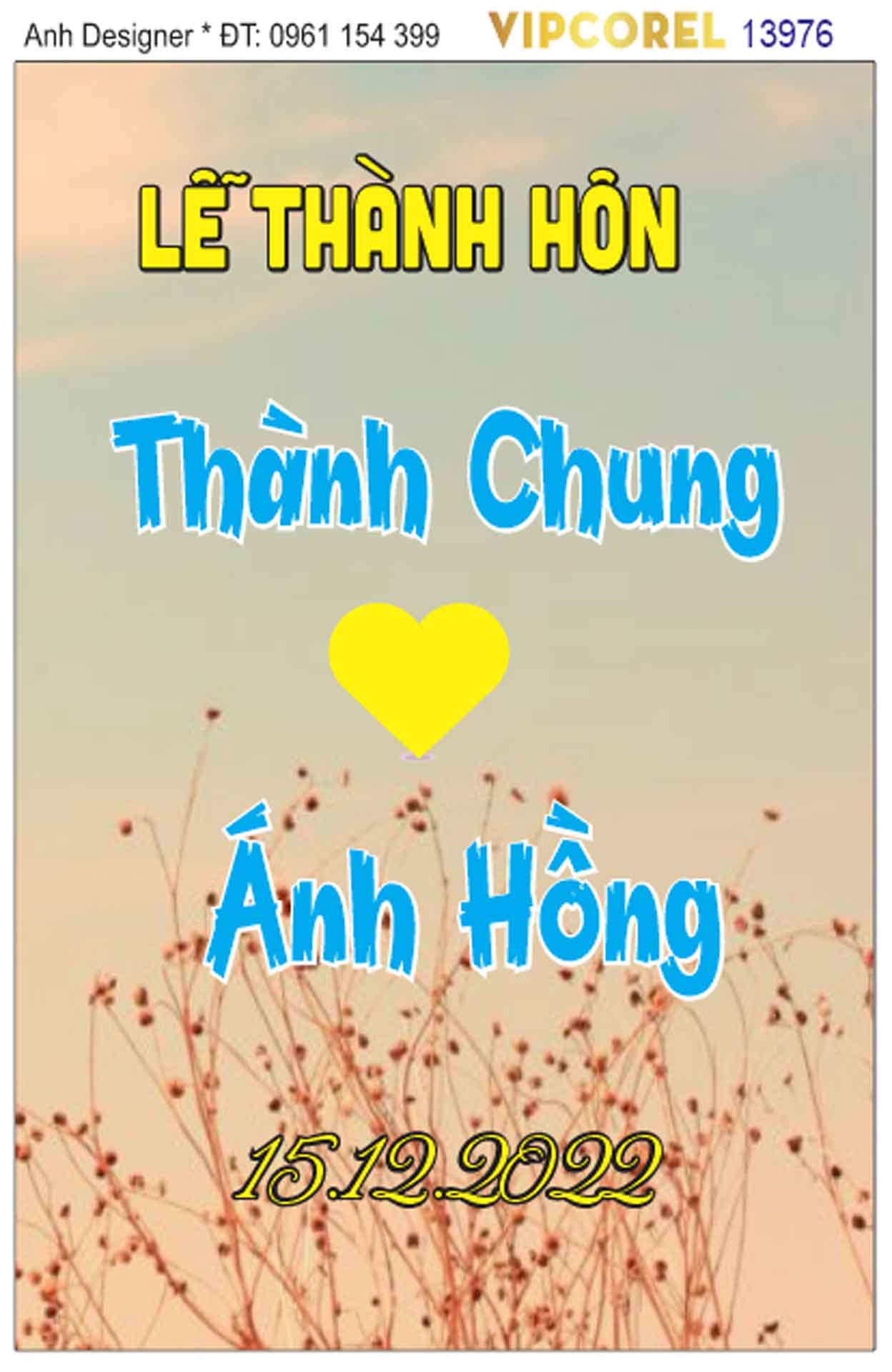File corel bảng tên đám cưới #12 vector