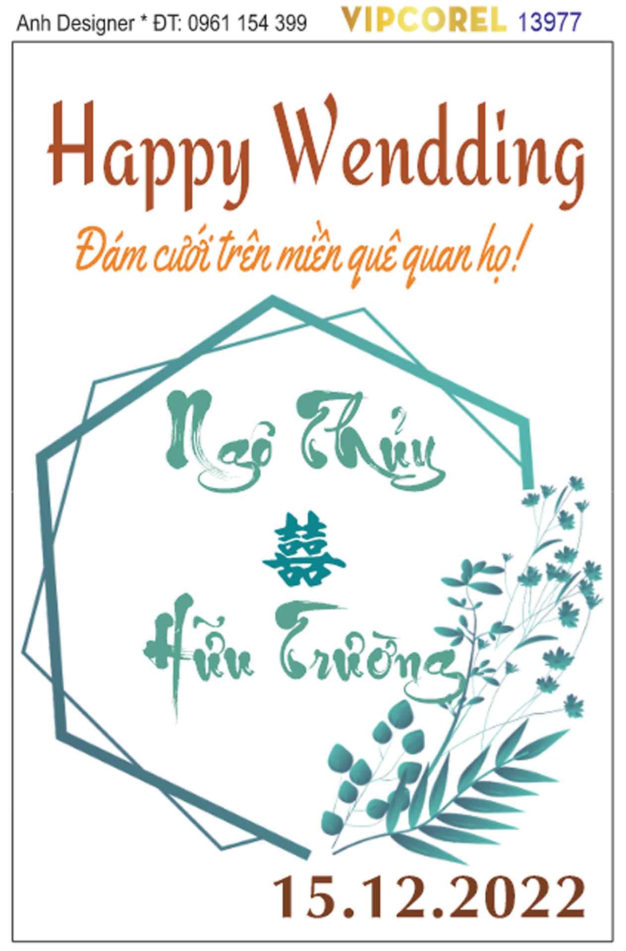 File corel bảng tên đám cưới #14 vector