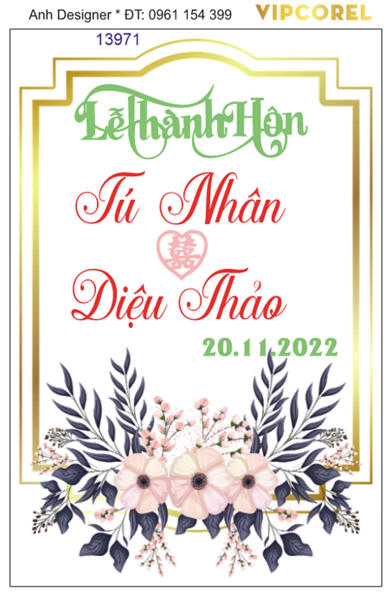 File corel bảng tên đám cưới #7 vector