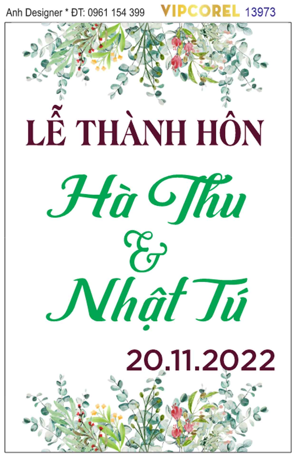 File corel bảng tên đám cưới #9 vector