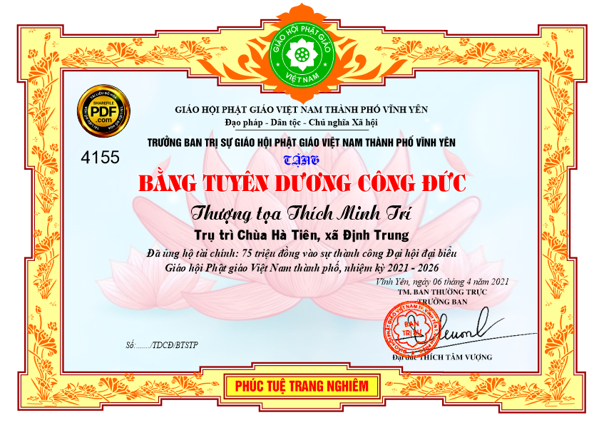 Bằng tuyên dương công đức thượng tọa Thích Minh Trí file corel