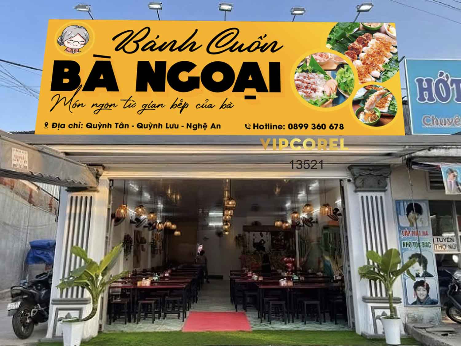 Biển quảng cáo Bán bánh cuốn Bà Ngoại file corel