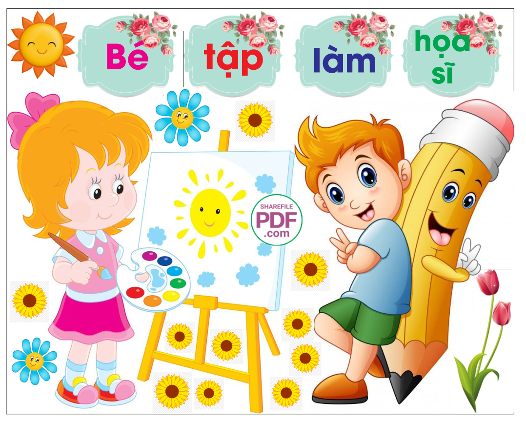Trang trí phòng học - bé tập làm họa sĩ 
