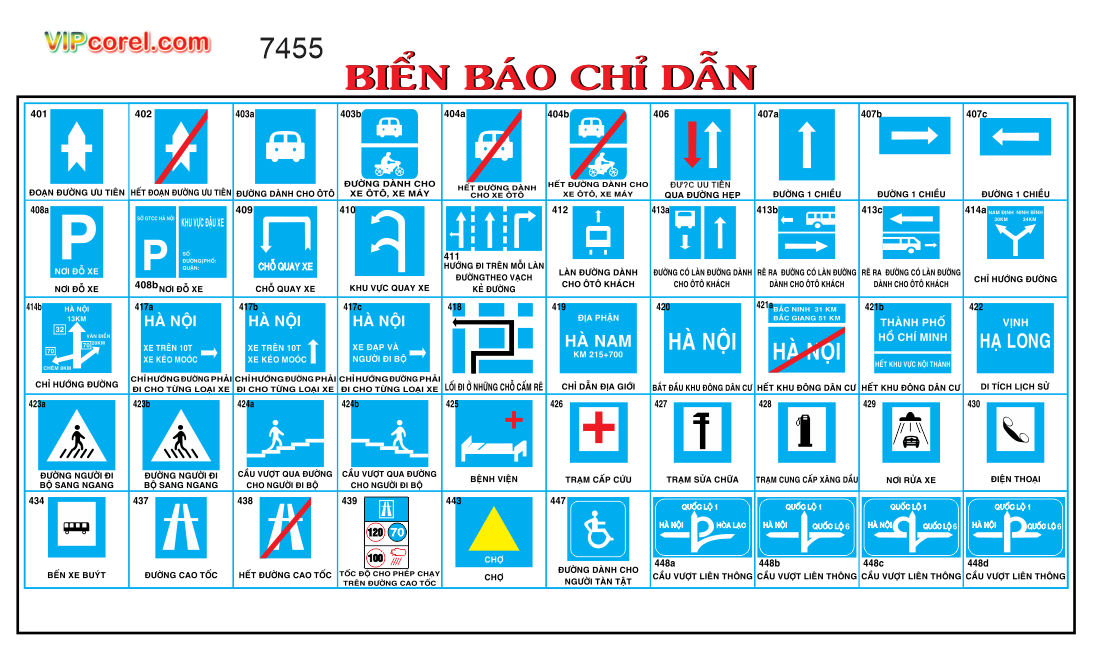 Biển báo chỉ dẫn - biển báo giao thông file corel