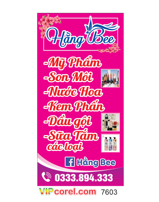 Biển quảng cáo Hằng Bee - mỹ phẩm file corel