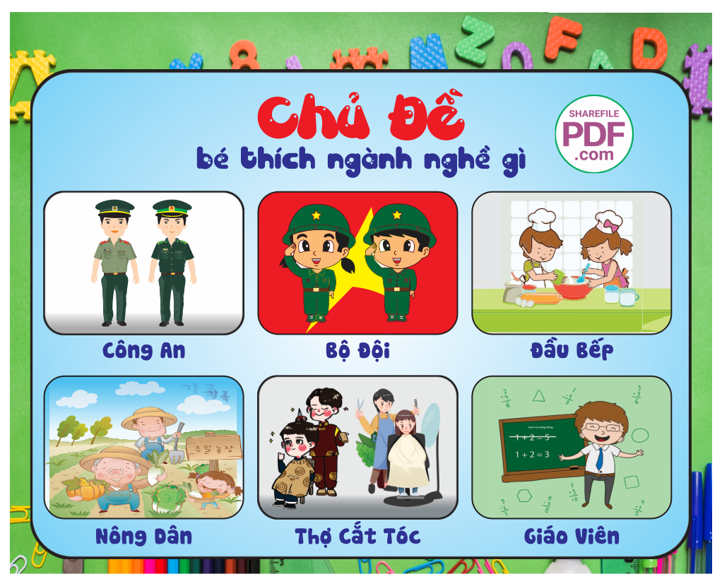 Chủ đề bé thích ngành nghề gì file PDF & CDR