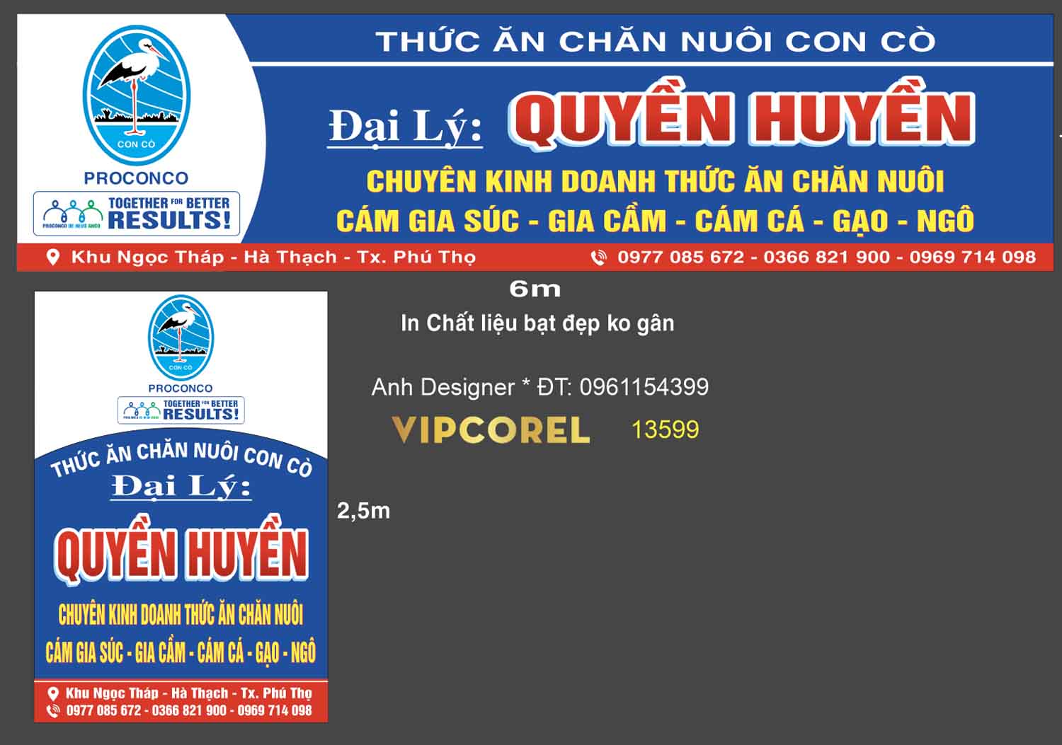Biển QC thức ăn chăn nuôi con cò file corel