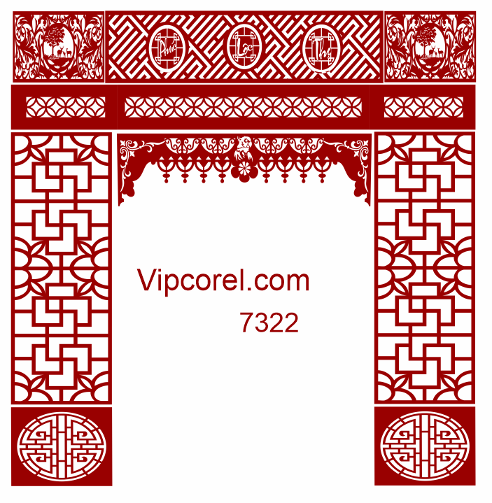 Hoa văn vách ngăn CNC phòng thờ #15 file Corel