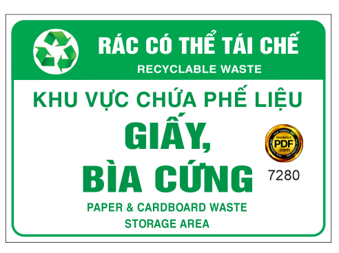 biển khu vực chứa phế liệu, giấy, bìa cứng - rác có thể tái chế