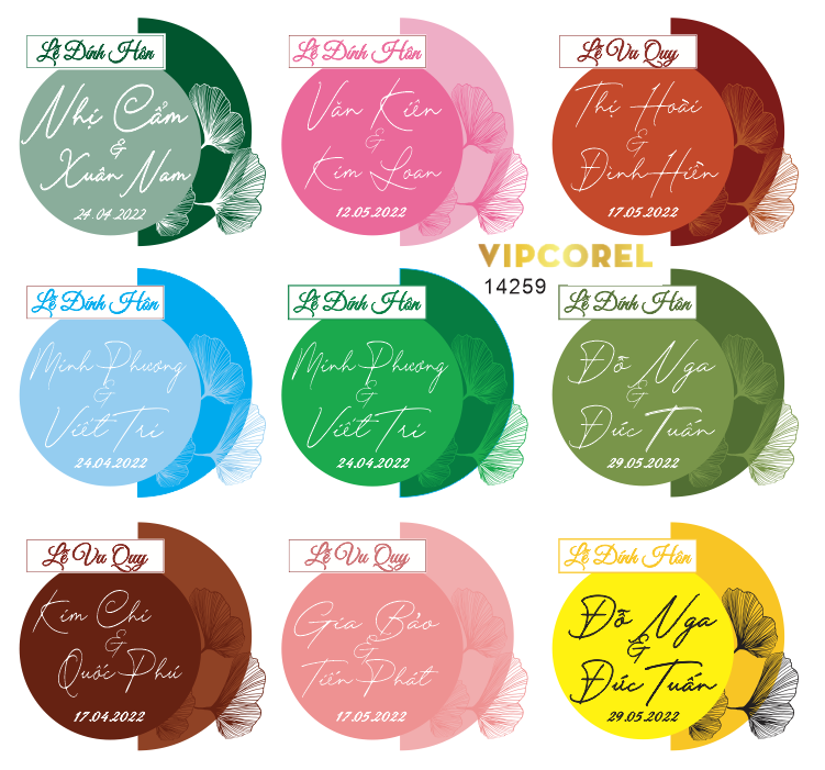 File corel bảng tên tròn đám cưới #25 vector