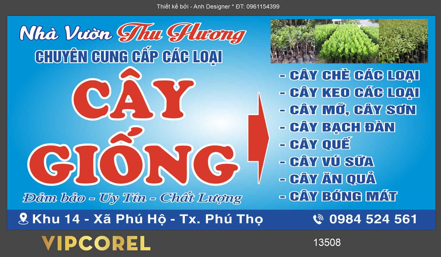 Biển quảng cáo Nhà vườn Thu Hương file corel