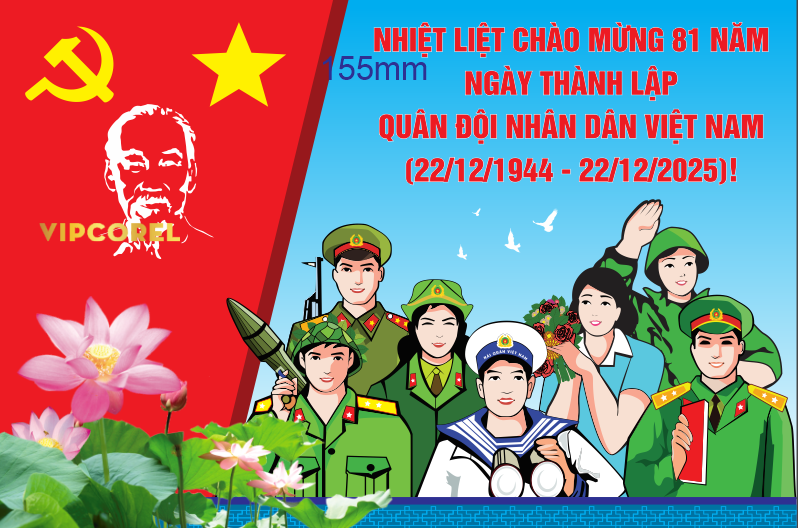 Vector Pano chào mừng ngày quân đội nhân dân corel