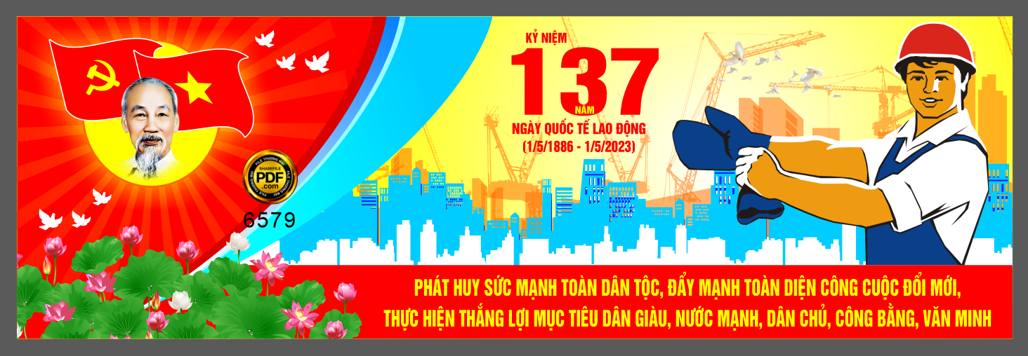Pano kỷ niệm 137 năm ngày quốc tế Lao Động 1/5