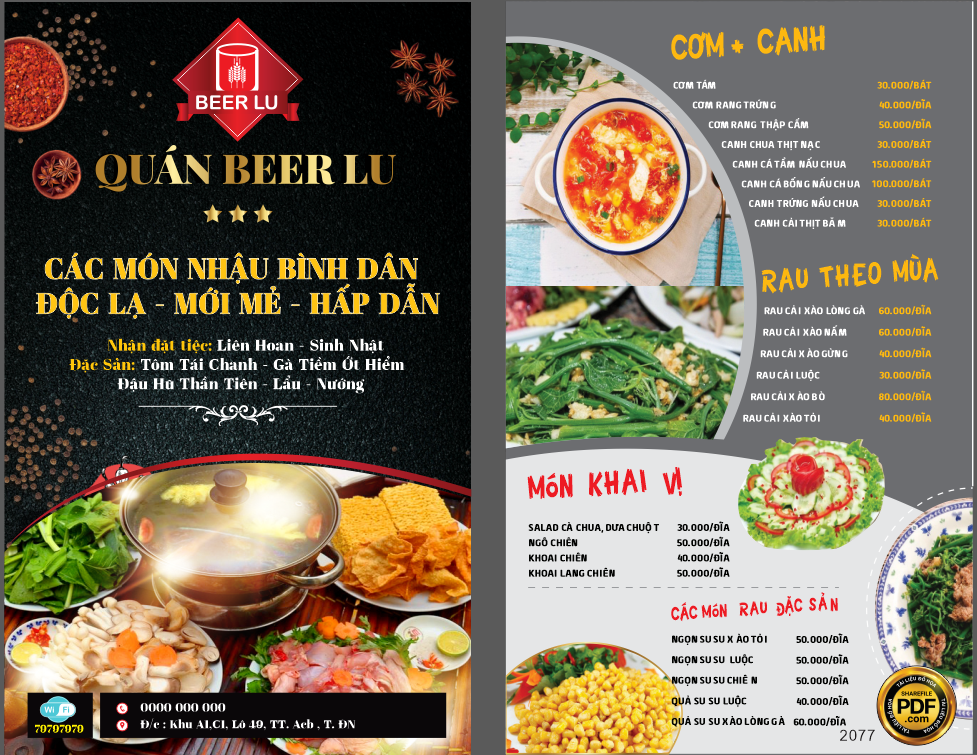 Market Quán Beer Lu - các món nhậu bình dân file CDR