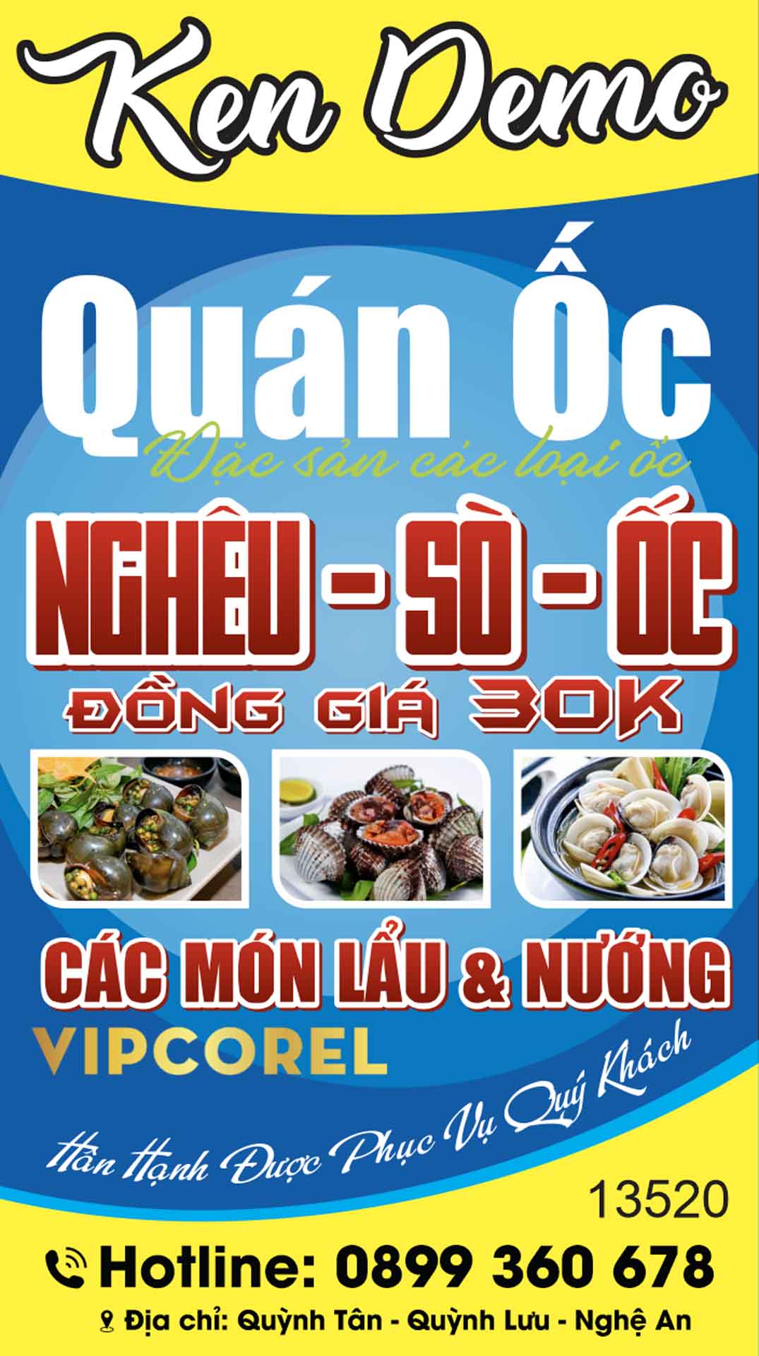 Biển vẫy quảng cáo Quán Ốc - Đặc sản các loại ốc