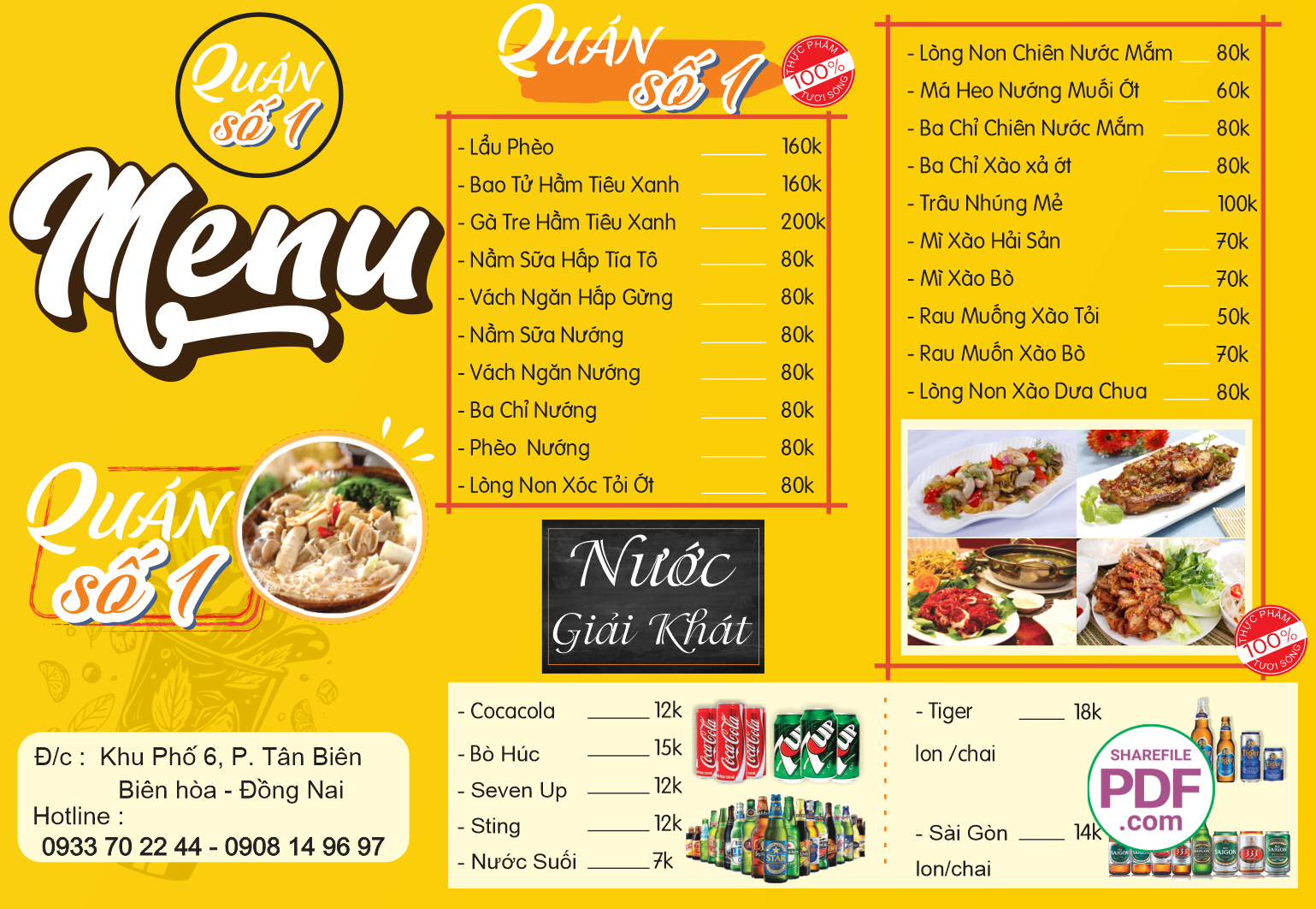 Menu Quán số 1 file vector PDF và file CDR