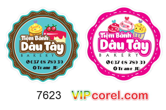 Tem nhãn bakery tiệm bánh dâu Tây - Trang JP | Thư viện file thiết kế ...