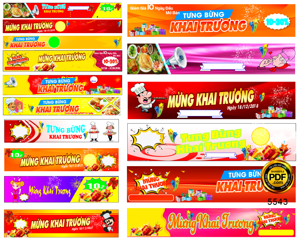 Tổng hợp băng rôn tưng bừng khai trương cửa hàng file corel