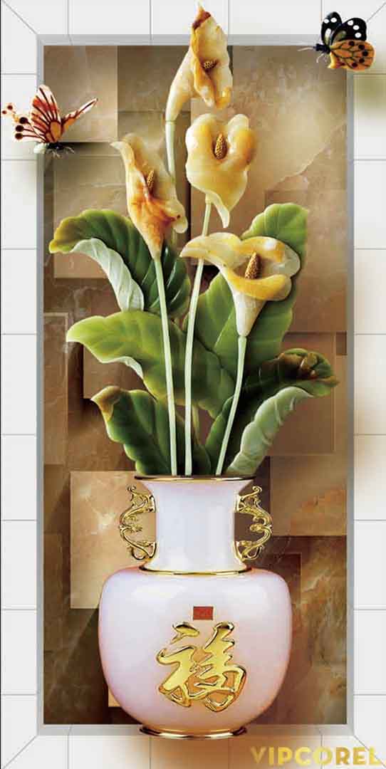 Tranh bình hoa treo tường 3D đẹp #36
