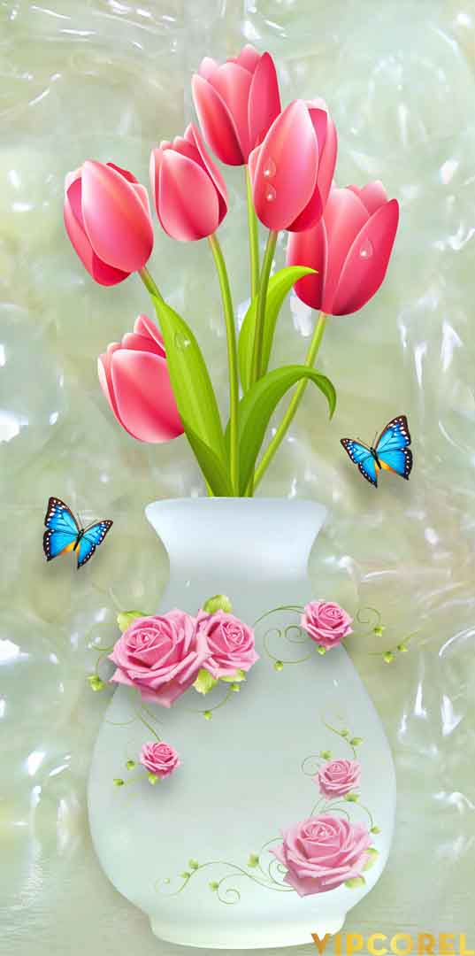 Tranh bình hoa treo tường 3D đẹp #49