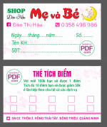 Thẻ tích điểm Shop Mẹ và bé Đào Hậu file PDF & CDR
