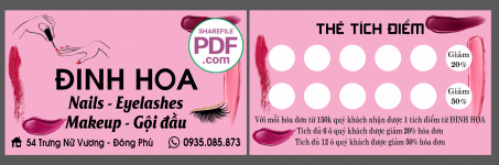 Thẻ tích điểm Đinh Hoa- Nails - eyelashes file PDF & CDR