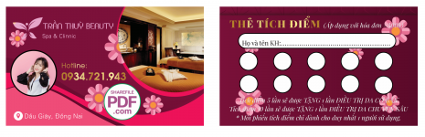 Card visit Trần thùy Beauty spa & Clinnic - thẻ tích điểm file PDF & CDR