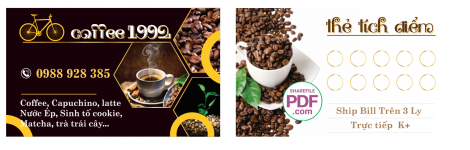 Card visit Coffee 1992 - thẻ tích điểm file PDF & CDR