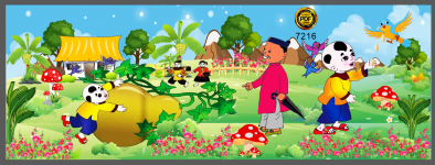 Tranh quả đào tiên trang trí trường học mới