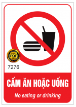 Biển cảnh báo cấm ăn hoặc uống - No eating or Drinking