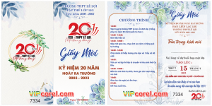 Giấy mời kỷ niệm 20 năm một chặng đường - trường THPT