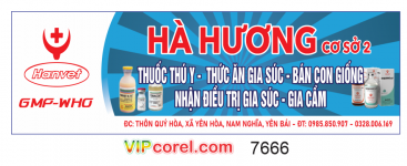 Biển thuốc thú y - thức ăn gia súc Hà Hương file corel