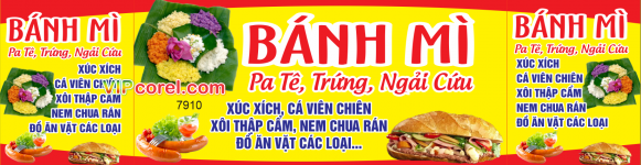 Biển quảng cáo Bánh mì pa tê - đồ ăn vặt các loại